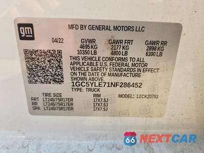 Zdjęcie 12 z 12 samochodu: 2022 CHEVROLET SILVERADO K2500 HEAVY DUTY VIN:1GC5YLE71NF286452 - miniatura