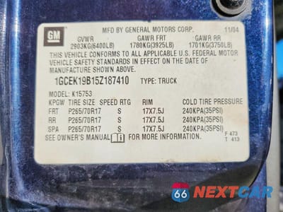 Zdjęcie 12 z 12 samochodu: 2005 CHEVROLET SILVERADO K1500 VIN:1GCEK19B15Z187410 - miniatura