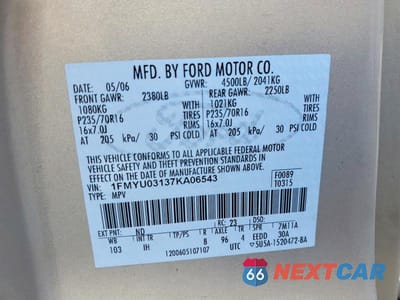 Zdjęcie 13 z 13 samochodu: 2007 FORD ESCAPE XLT VIN:1FMYU03137KA06543 - miniatura