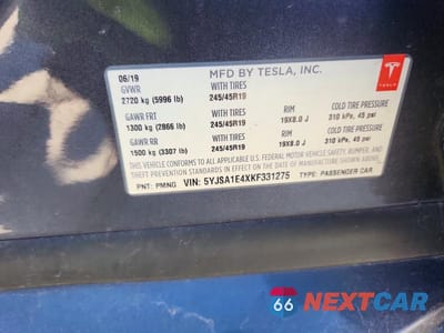 Zdjęcie 13 z 13 samochodu: 2019 TESLA MODEL S VIN:5YJSA1E4XKF331275 - miniatura