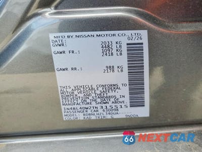 Zdjęcie 13 z 13 samochodu: 2026 NISSAN ALTIMA SV VIN:1N4BL4DW2TN315515 - miniatura
