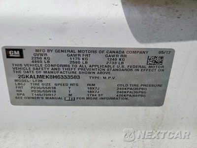 Zdjęcie 13 z 13 samochodu: 2017 GMC TERRAIN SLE VIN:2GKALMEK8H6333583 - miniatura