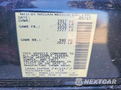 Zdjęcie 13 z 13 samochodu: 2017 NISSAN ALTIMA 2.5 SV VIN:1N4AL3AP9HC265072 - miniatura
