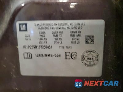 Zdjęcie 12 z 12 samochodu: 2015 CHEVROLET CRUZE LT VIN:1G1PC5SB1F7238451 - miniatura
