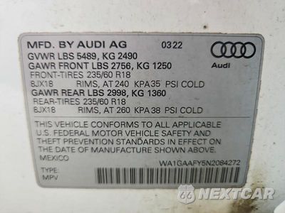 Zdjęcie 12 z 12 samochodu: 2022 AUDI Q5 VIN:WA1GAAFY5N2084272 - miniatura