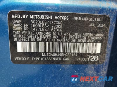 Zdjęcie 13 z 13 samochodu: 2024 MITSUBISHI MIRAGE ES VIN:ML32AUHJ4RH022157 - miniatura