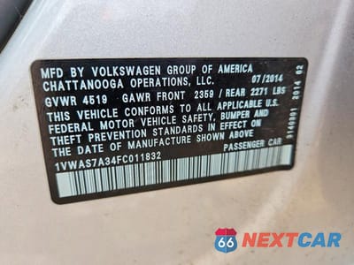 Zdjęcie 12 z 12 samochodu: 2015 VOLKSWAGEN PASSAT S VIN:1VWAS7A34FC011832 - miniatura