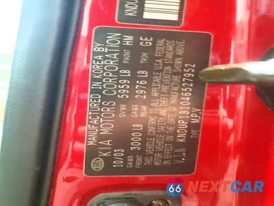 Zdjęcie 13 z 13 samochodu: 2004 KIA SEDONA LX VIN:KNDUP131046527952 - miniatura