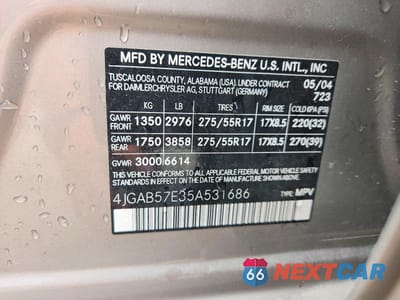 Zdjęcie 13 z 13 samochodu: 2005 MERCEDES-BENZ ML 350 VIN:4JGAB57E35A531686 - miniatura