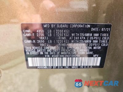 Zdjęcie 14 z 14 samochodu: 2022 SUBARU OUTBACK LIMITED VIN:4S4BTANC0N3128264 - miniatura