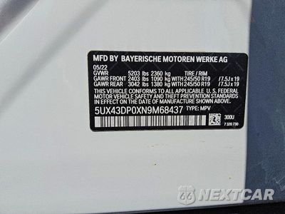 Zdjęcie 13 z 13 samochodu: 2022 BMW X3 SDRIVE30I VIN:5UX43DP0XN9M68437 - miniatura