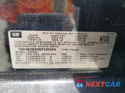 Zdjęcie 10 z 10 samochodu: 2016 CHEVROLET SILVERADO K3500 LTZ VIN:1GC4K0E80GF205254 - miniatura