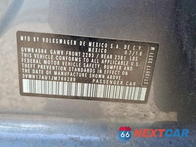 Zdjęcie 12 z 12 samochodu: 2018 VOLKSWAGEN GOLF ALLTRACK S VIN:3VWH17AU1JM766289 - miniatura
