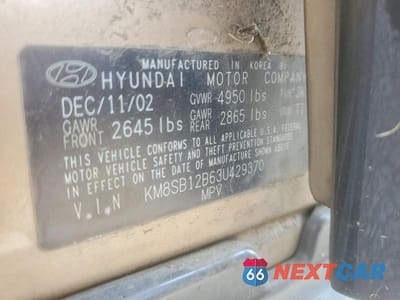 Zdjęcie 14 z 14 samochodu: 2003 HYUNDAI SANTA FE VIN:KM8SB12B63U429370 - miniatura