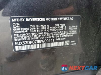 Zdjęcie 13 z 13 samochodu: 2024 BMW X3 XDRIVE30I VIN:5UX53DP07R9W09541 - miniatura