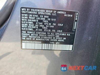 Zdjęcie 13 z 13 samochodu: 2018 VOLKSWAGEN ATLAS SE VIN:1V2CR2CA0JC565995 - miniatura