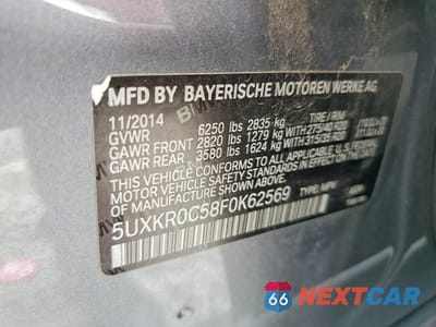 Zdjęcie 13 z 13 samochodu: 2015 BMW X5 XDRIVE35I VIN:5UXKR0C58F0K62569 - miniatura