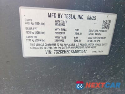 Zdjęcie 13 z 13 samochodu: 2025 TESLA CYBERTRUCK VIN:7G2CEHED7SA080047 - miniatura