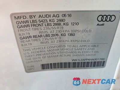 Zdjęcie 13 z 13 samochodu: 2017 AUDI Q5 PREMIUM PLUS VIN:WA1L2AFPXHA001786 - miniatura