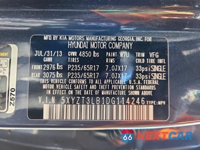Zdjęcie 13 z 13 samochodu: 2013 HYUNDAI SANTA FE SPORT 2.4L VIN:5XYZT3LB1DG114246 - miniatura
