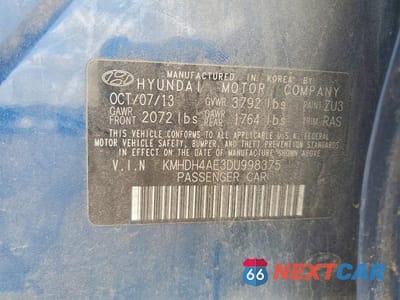 Zdjęcie 12 z 12 samochodu: 2013 HYUNDAI ELANTRA GLS VIN:KMHDH4AE3DU998375 - miniatura