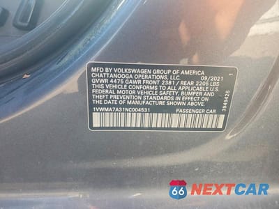 Zdjęcie 13 z 13 samochodu: 2022 VOLKSWAGEN PASSAT R-LINE VIN:1VWMA7A31NC004531 - miniatura