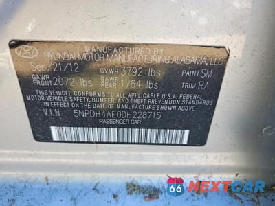 Zdjęcie 12 z 12 samochodu: 2013 HYUNDAI ELANTRA GLS VIN:5NPDH4AE0DH228715 - miniatura
