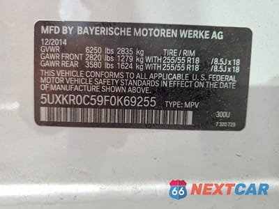 Zdjęcie 13 z 13 samochodu: 2015 BMW X5 XDRIVE35I VIN:5UXKR0C59F0K69255 - miniatura
