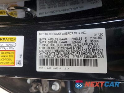 Zdjęcie 13 z 13 samochodu: 2020 HONDA ACCORD SPORT VIN:1HGCV2F38LA007662 - miniatura