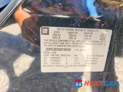 Zdjęcie 14 z 14 samochodu: 2012 CHEVROLET EQUINOX LT VIN:2GNFLDE50C6180340 - miniatura