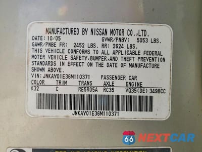 Zdjęcie 13 z 13 samochodu: 2006 INFINITI M35 BASE VIN:JNKAY01E36M110371 - miniatura