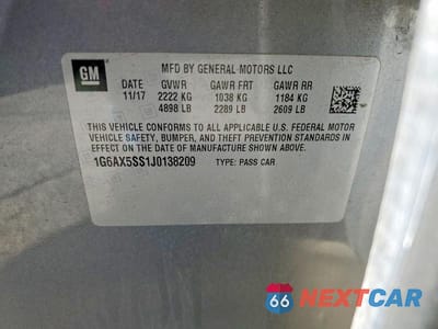Zdjęcie 12 z 12 samochodu: 2018 CADILLAC CTS LUXURY VIN:1G6AX5SS1J0138209 - miniatura