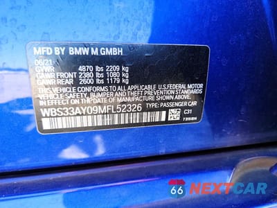 Zdjęcie 12 z 12 samochodu: 2021 BMW M3 COMPETITION VIN:WBS33AY09MFL52326 - miniatura
