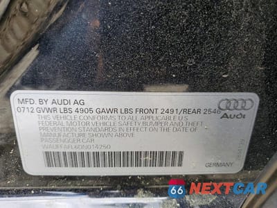 Zdjęcie 12 z 12 samochodu: 2013 AUDI A4 PREMIUM PLUS VIN:WAUFFAFL6DN014250 - miniatura