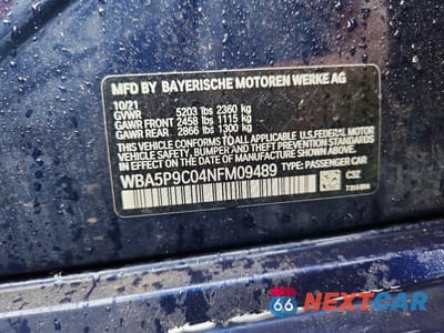 Zdjęcie 12 z 12 samochodu: 2022 BMW 330XE VIN:WBA5P9C04NFM09489 - miniatura