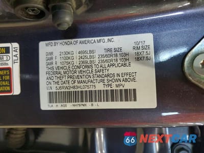 Zdjęcie 13 z 13 samochodu: 2017 HONDA CR-V EXL VIN:5J6RW2H83HL075775 - miniatura
