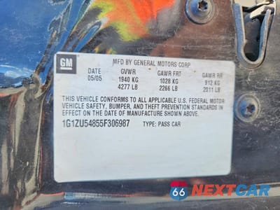 Zdjęcie 12 z 12 samochodu: 2005 CHEVROLET MALIBU LT VIN:1G1ZU54855F306987 - miniatura