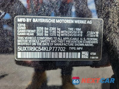 Zdjęcie 13 z 13 samochodu: 2019 BMW X3 XDRIVE30I VIN:5UXTR9C54KLP77702 - miniatura