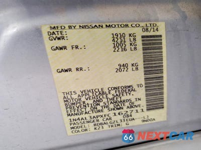 Zdjęcie 12 z 12 samochodu: 2015 NISSAN ALTIMA 2.5 S VIN:1N4AL3APXFC162711 - miniatura
