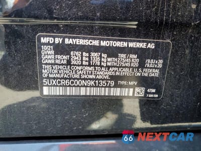 Zdjęcie 14 z 14 samochodu: 2022 BMW X5 XDRIVE40I VIN:5UXCR6C00N9K13579 - miniatura