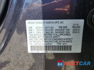 Zdjęcie 12 z 12 samochodu: 2020 ACURA MDX TECHNOLOGY VIN:5J8YD4H52LL000021 - miniatura