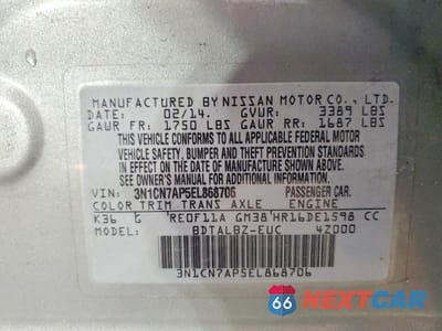 Zdjęcie 12 z 12 samochodu: 2014 NISSAN VERSA 1.6 SV VIN:3N1CN7AP5EL868706 - miniatura