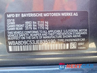 Zdjęcie 12 z 12 samochodu: 2018 BMW 330 XI VIN:WBA8D9C53JEB35190 - miniatura