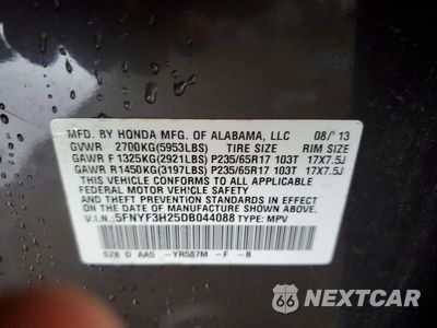 Zdjęcie 13 z 13 samochodu: 2013 HONDA PILOT LX VIN:5FNYF3H25DB044088 - miniatura