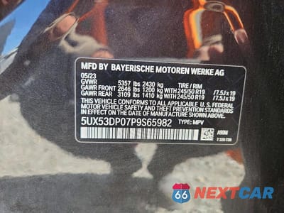 Zdjęcie 13 z 13 samochodu: 2023 BMW X3 XDRIVE30I VIN:5UX53DP07P9S65982 - miniatura