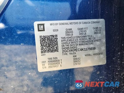 Zdjęcie 12 z 12 samochodu: 2019 CHEVROLET SILVERADO LD K1500 LT VIN:2GCVKPEC4K1175659 - miniatura