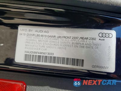 Zdjęcie 12 z 12 samochodu: 2019 AUDI A4 PREMIUM VIN:WAUGMAF44KN013033 - miniatura