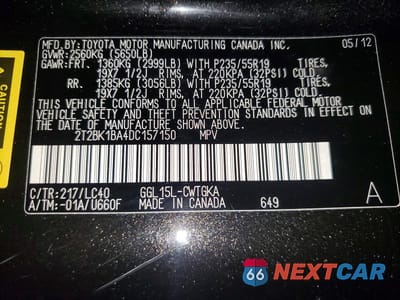 Zdjęcie 14 z 14 samochodu: 2013 LEXUS RX 350 BASE VIN:2T2BK1BA4DC157150 - miniatura