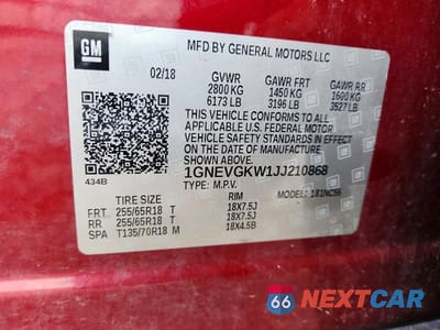 Zdjęcie 13 z 13 samochodu: 2018 CHEVROLET TRAVERSE LT VIN:1GNEVGKW1JJ210868 - miniatura