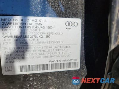 Zdjęcie 14 z 14 samochodu: 2015 AUDI Q5 PREMIUM VIN:WA1CFAFP9FA092034 - miniatura